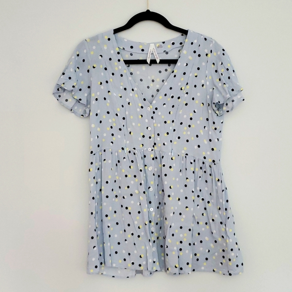 Seraphine Blue Dots Maternity Blouse Size 6